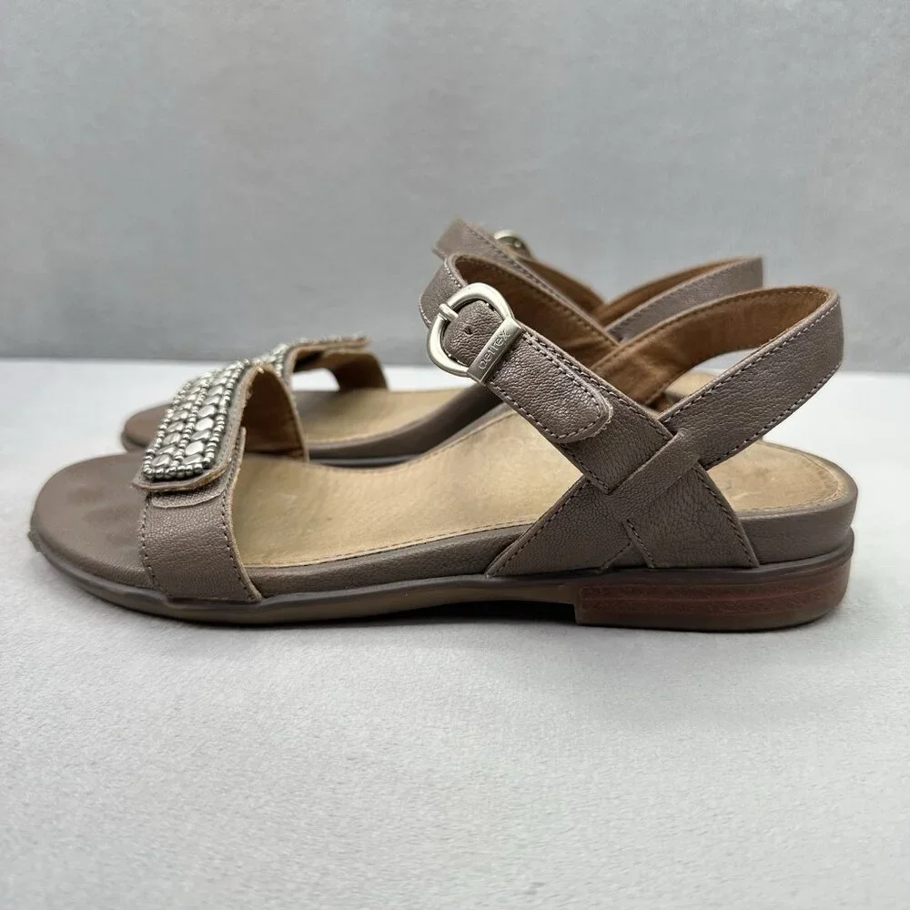 Aetrex Rylie Womens Size 7 Slingback Quarter Strap Sandals Brown Studded Leather
